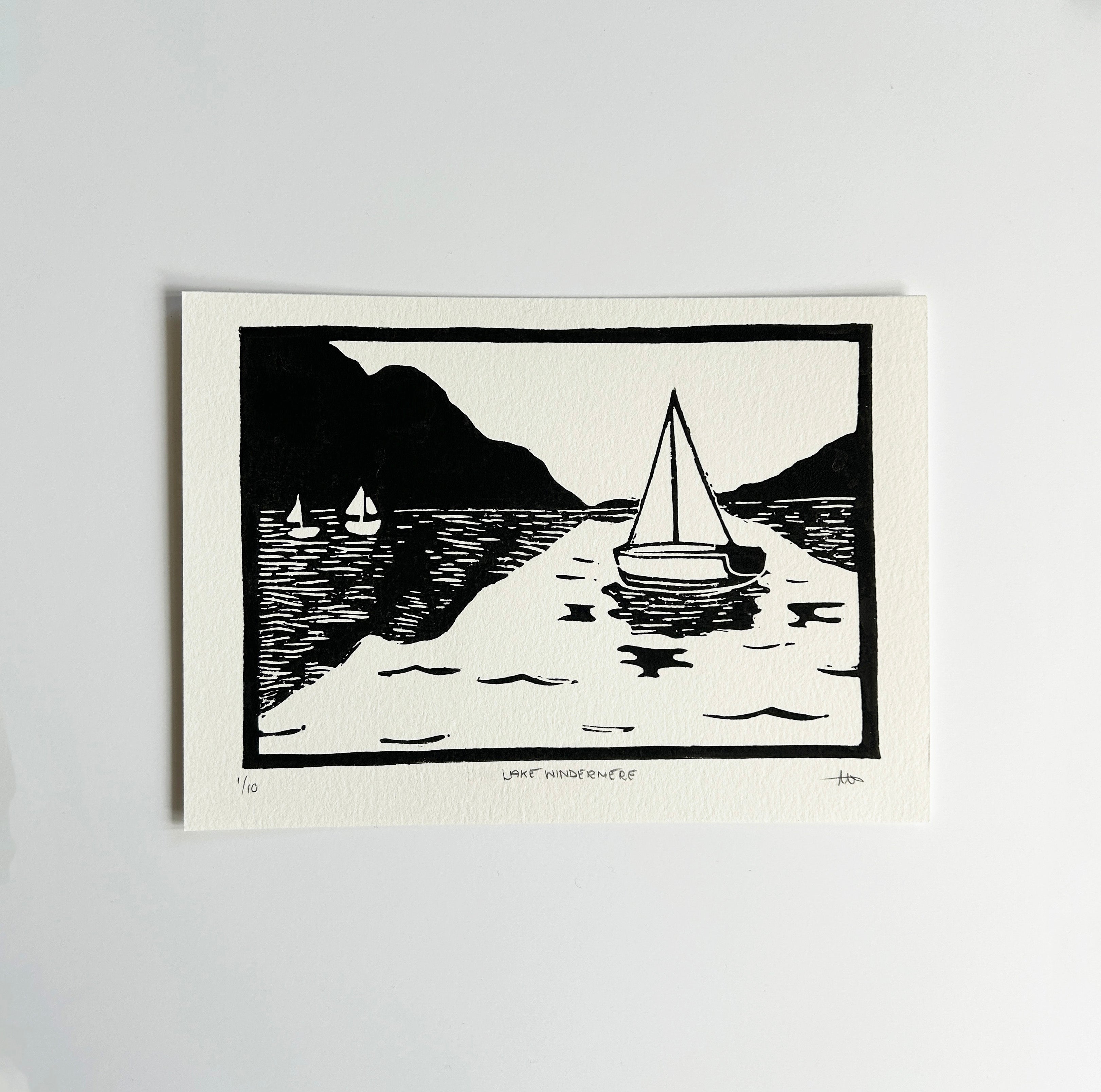 'Lake Windermere' A5 Linocut Print