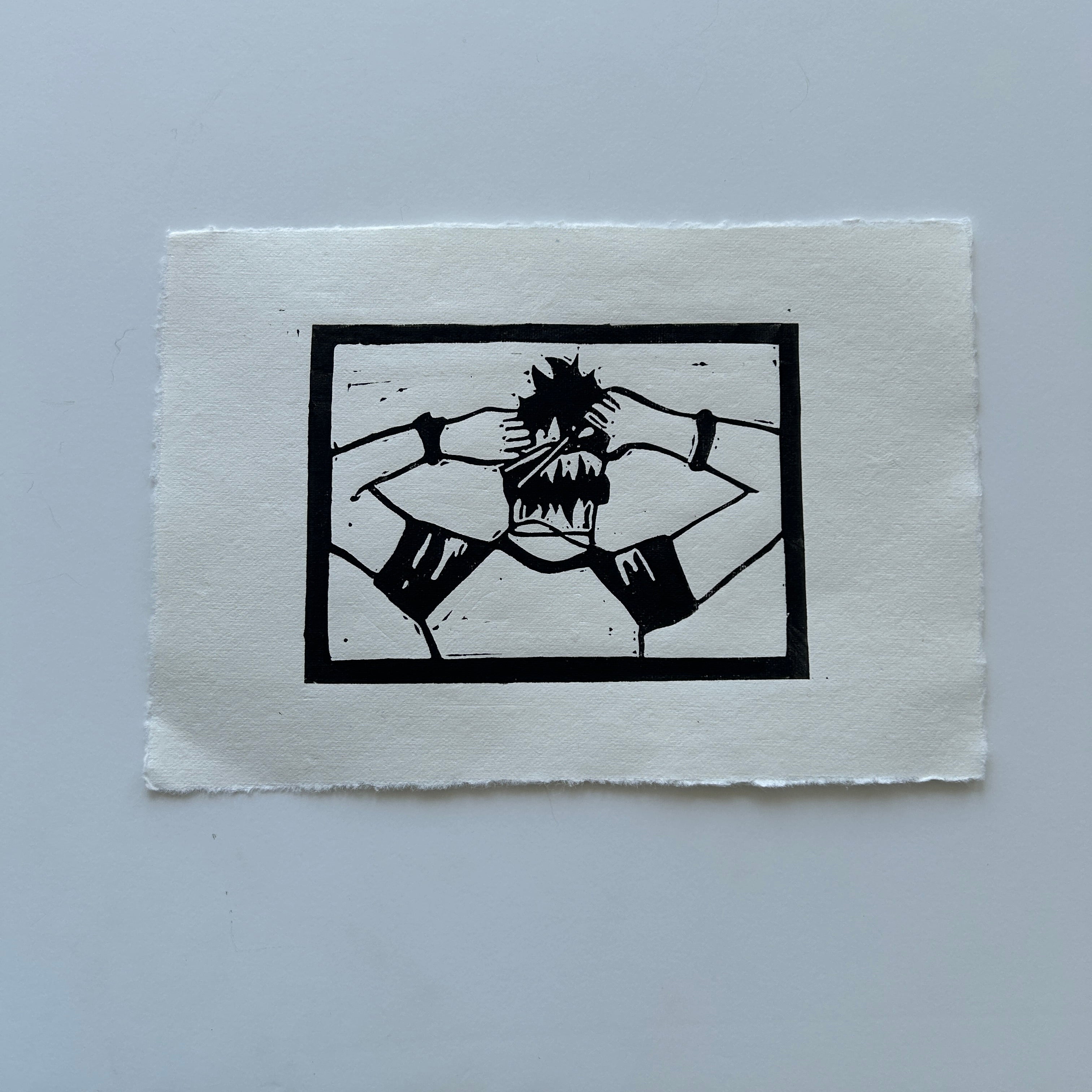 'Haircut' A5 Linocut Print