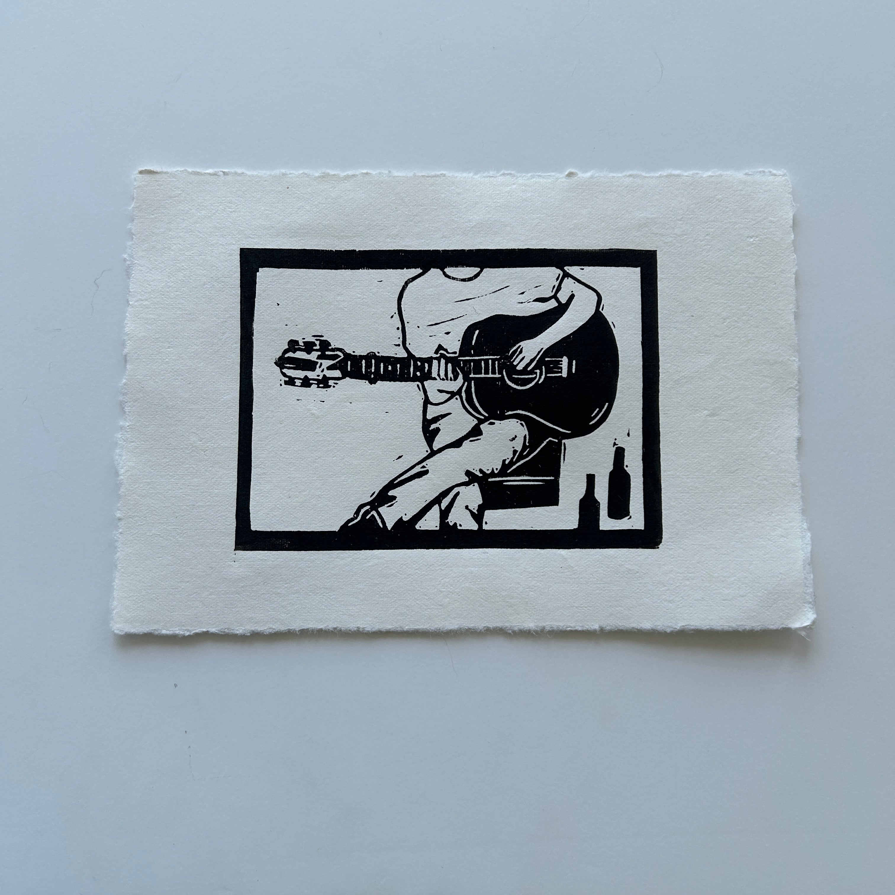 'Guitar' A5 Linocut Print