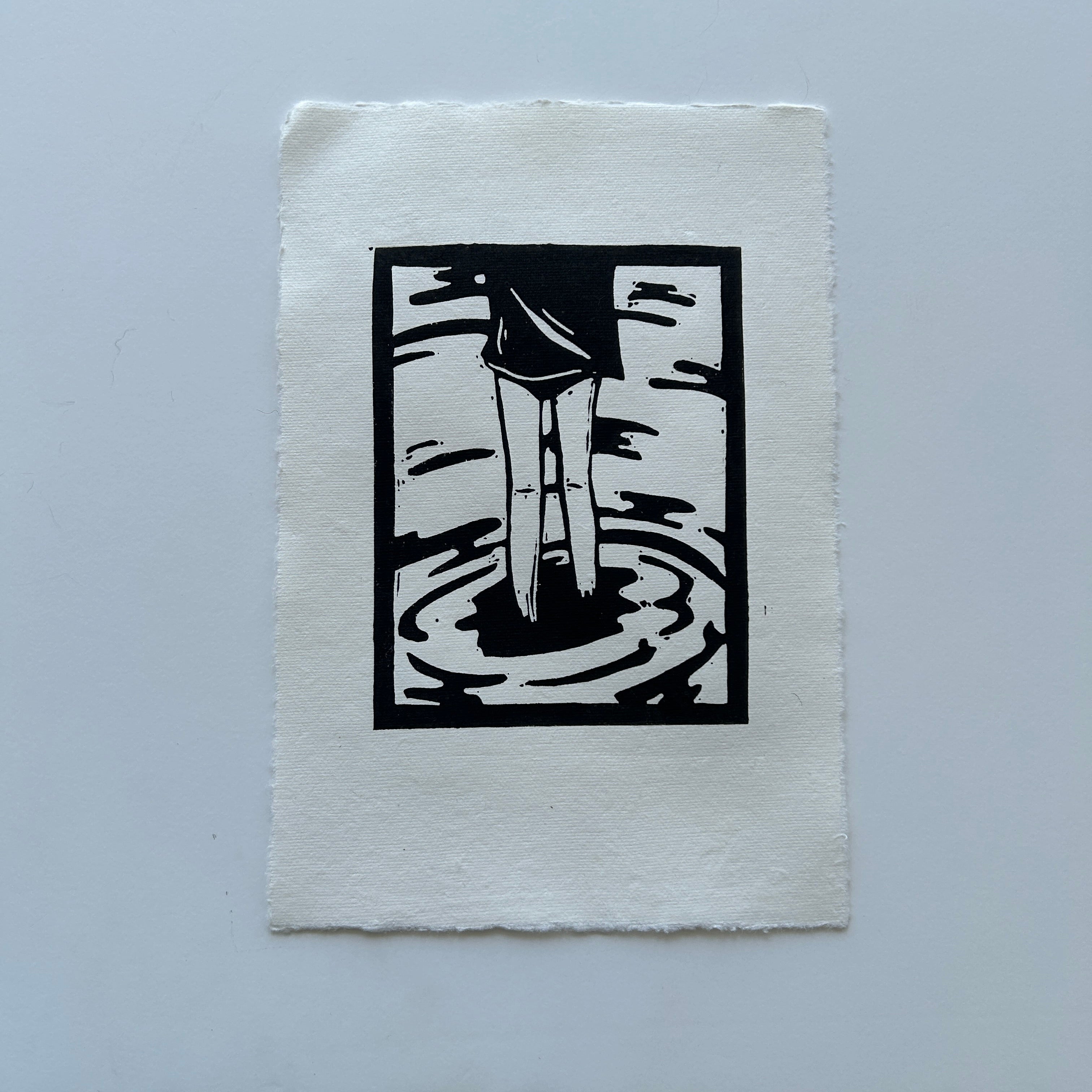 'Girl Stands in Water' A5 Linocut Print
