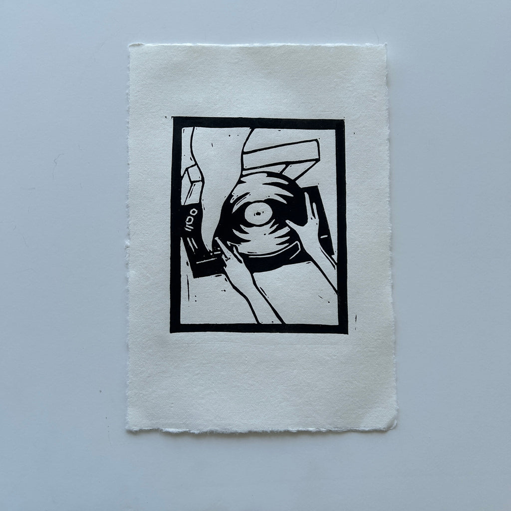 'Turntable' A5 Linocut Print