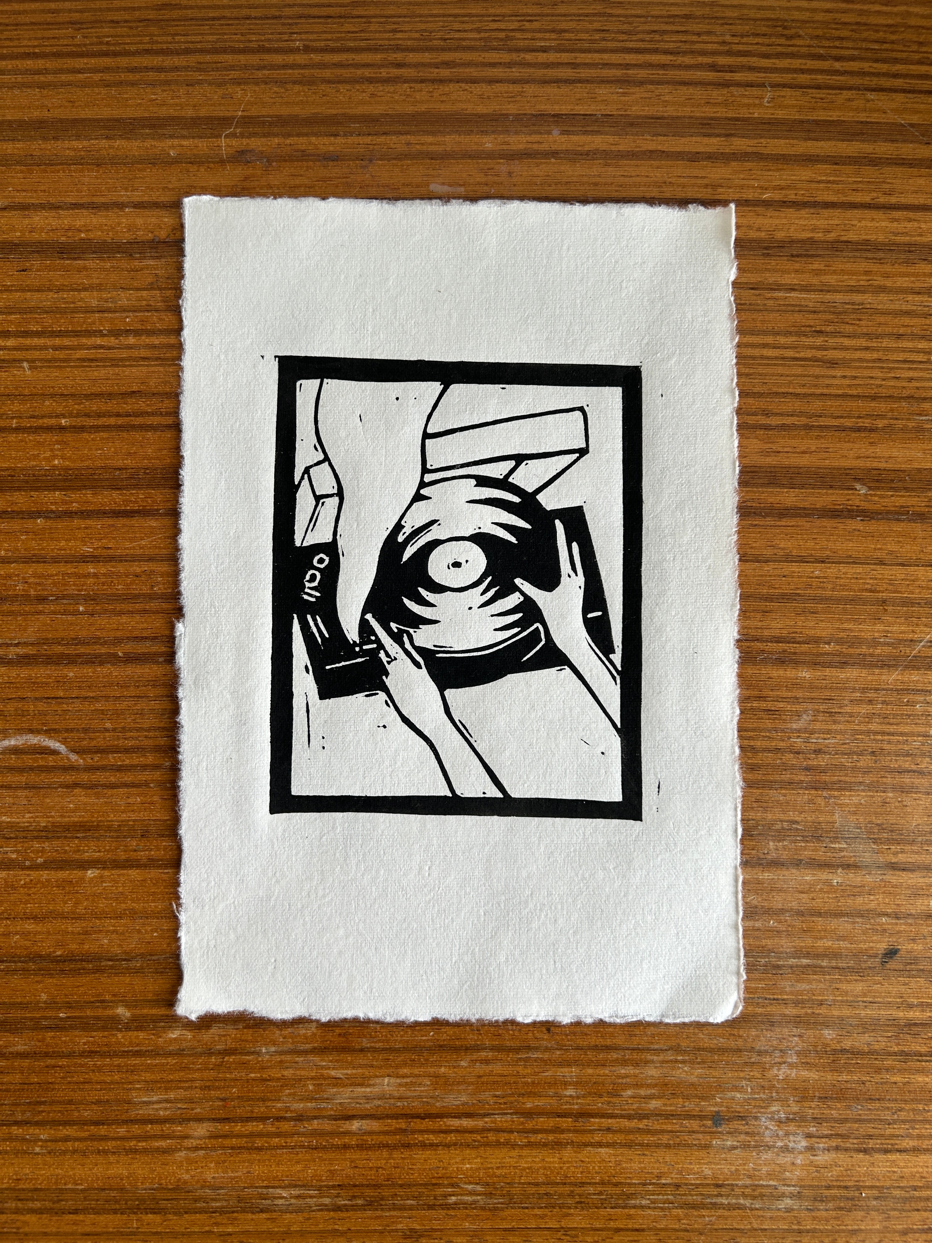 'Turntable' A5 Linocut Print
