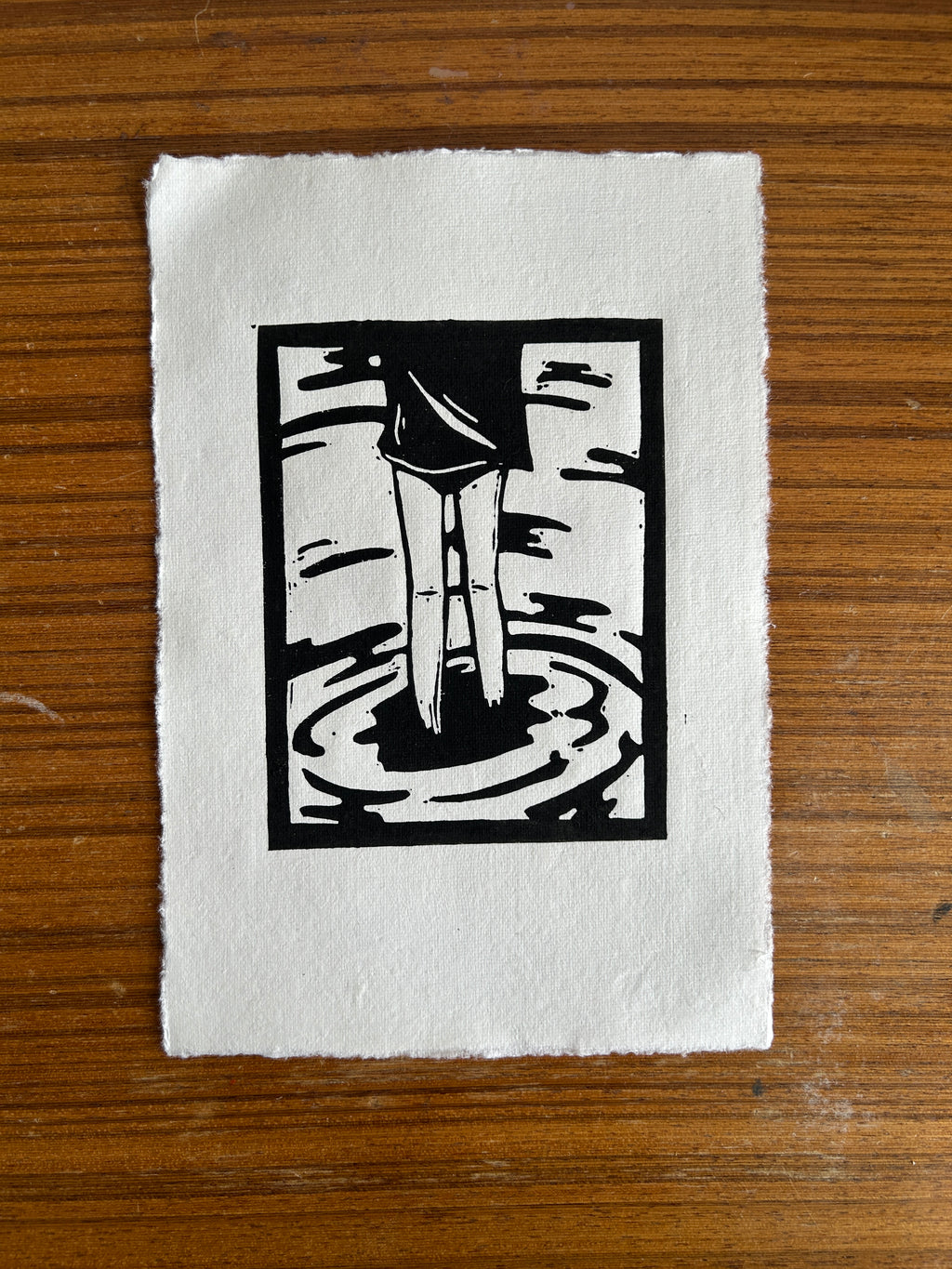 'Girl Stands in Water' A5 Linocut Print