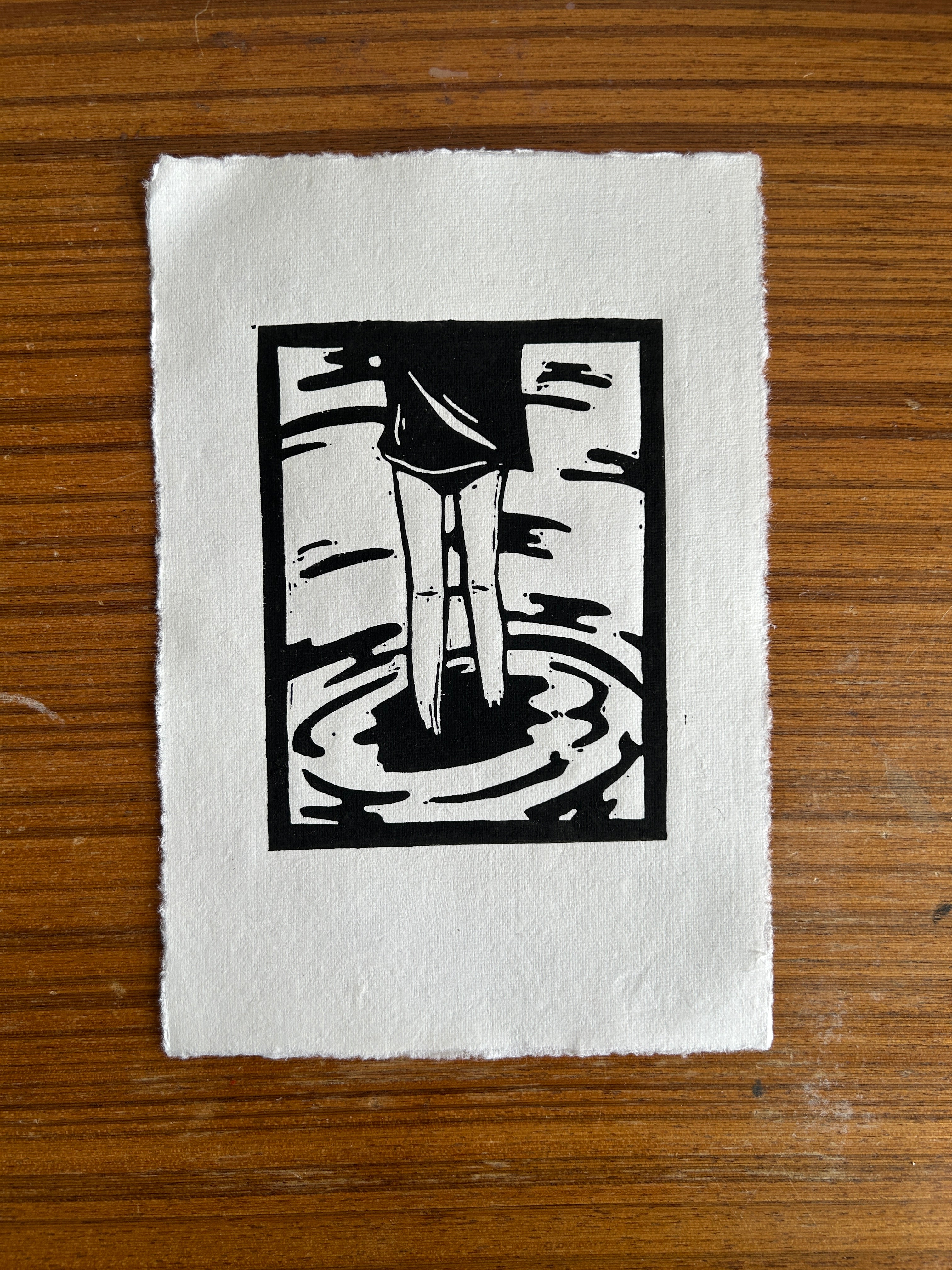 'Girl Stands in Water' A5 Linocut Print