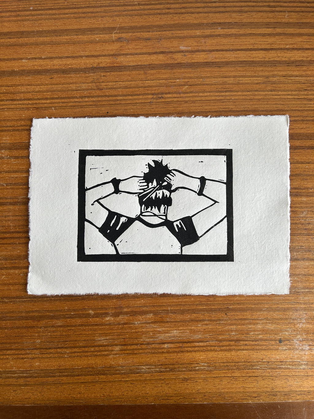 'Haircut' A5 Linocut Print