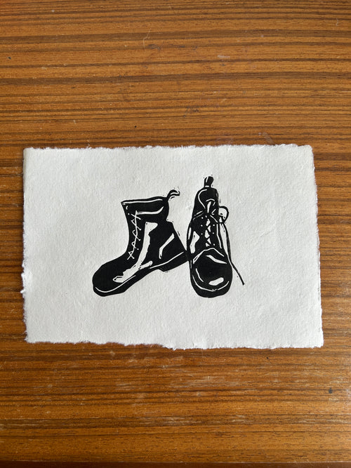 'Doc Marten Boots' A5 Linocut Print