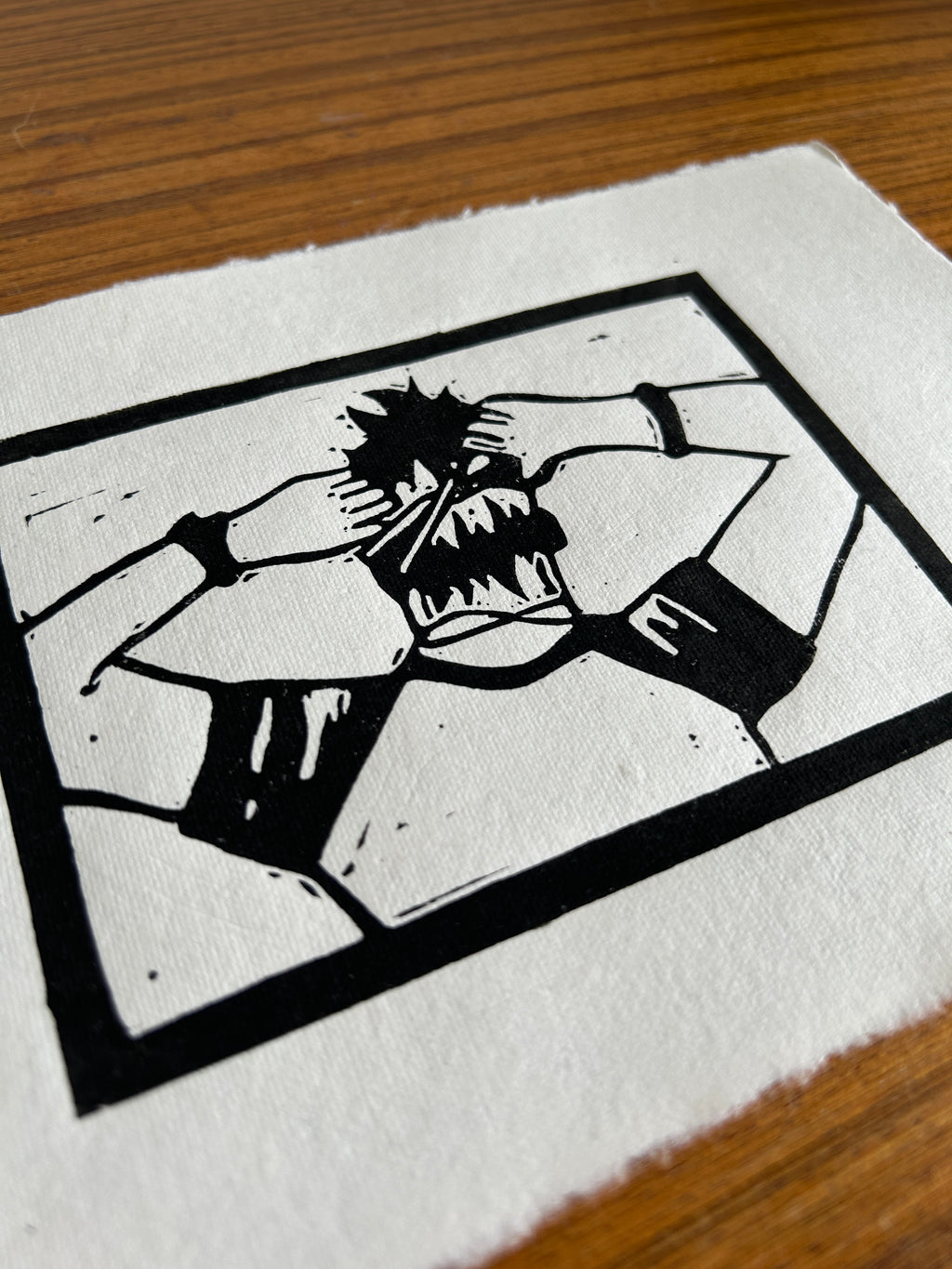 'Haircut' A5 Linocut Print