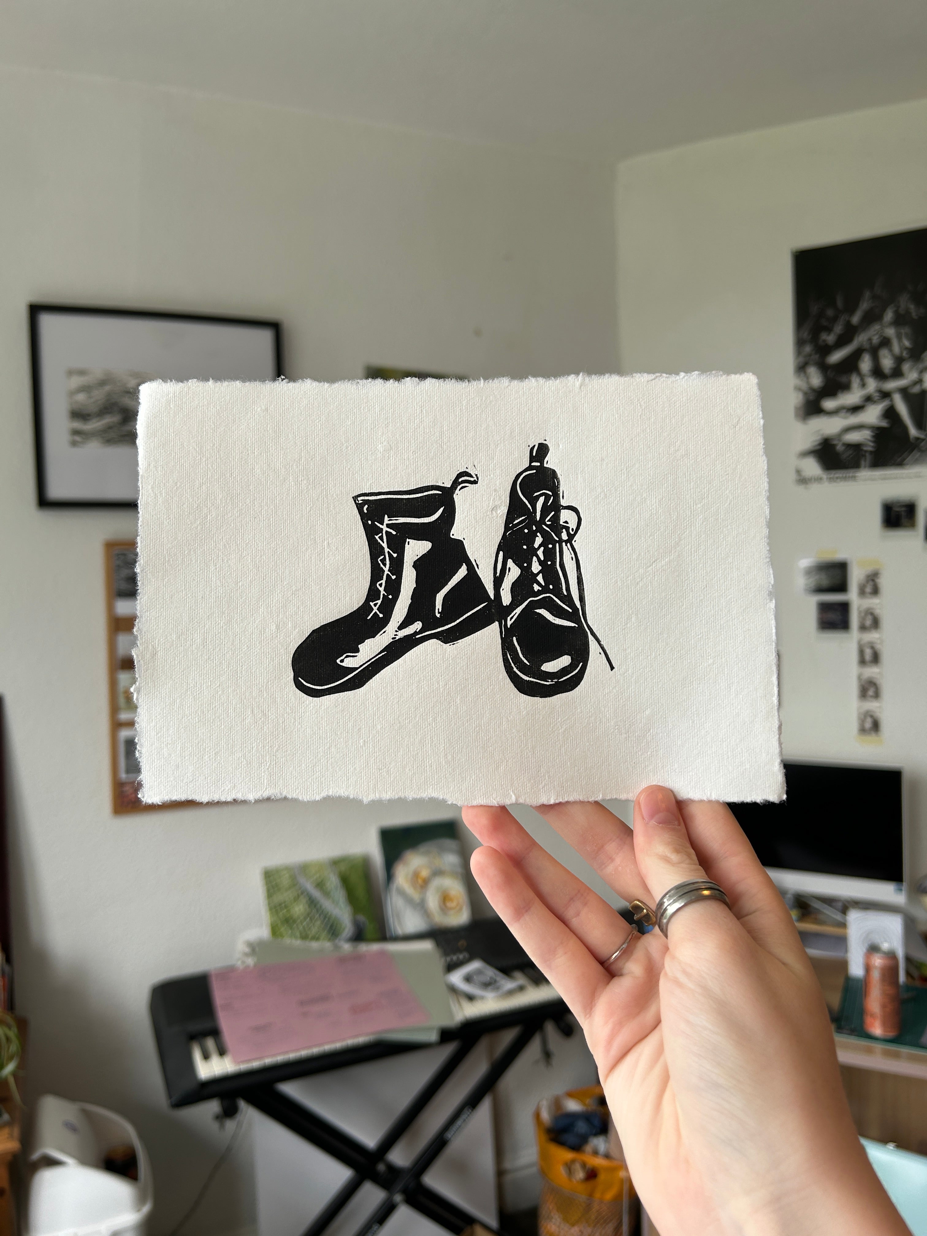 'Doc Marten Boots' A5 Linocut Print