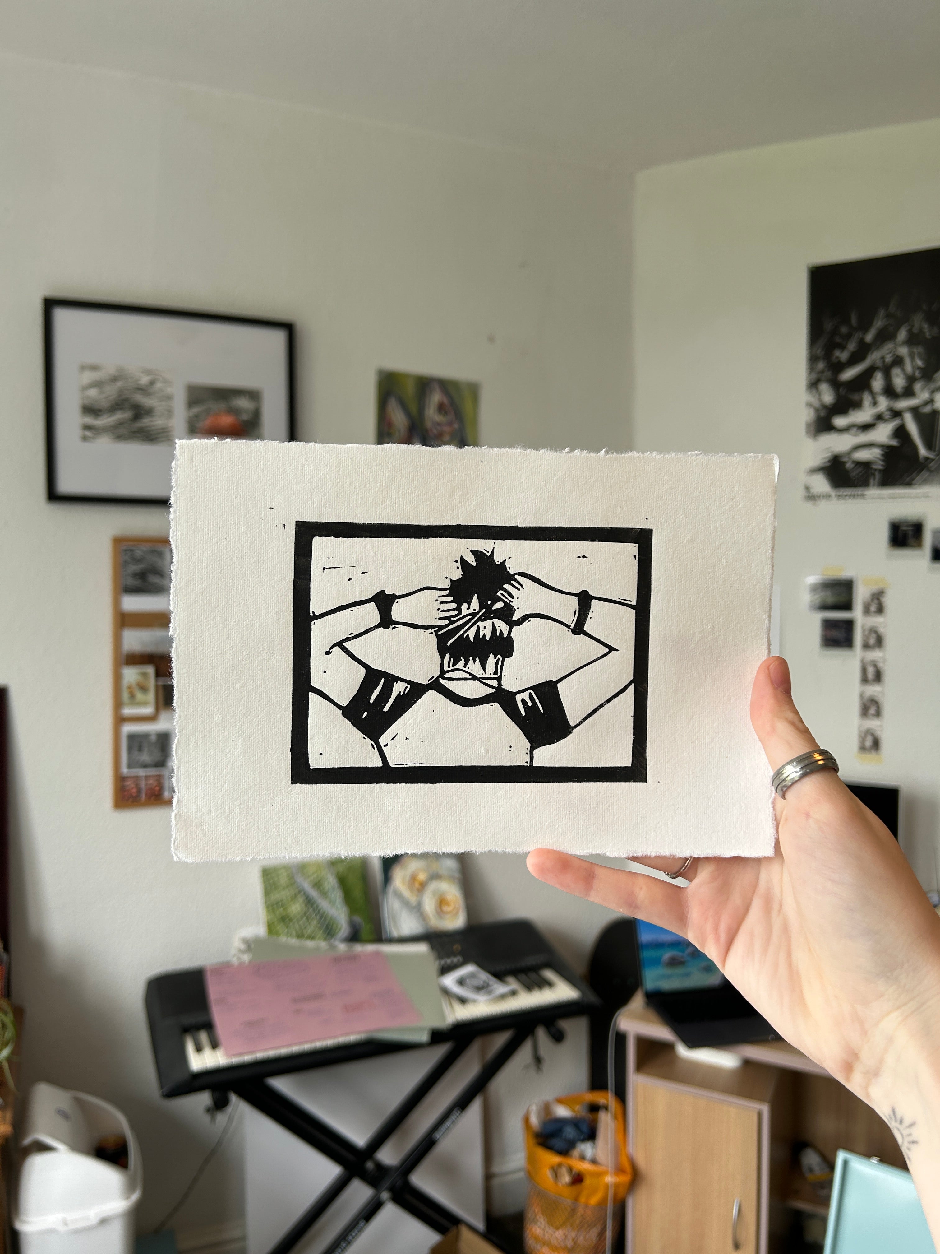 'Haircut' A5 Linocut Print