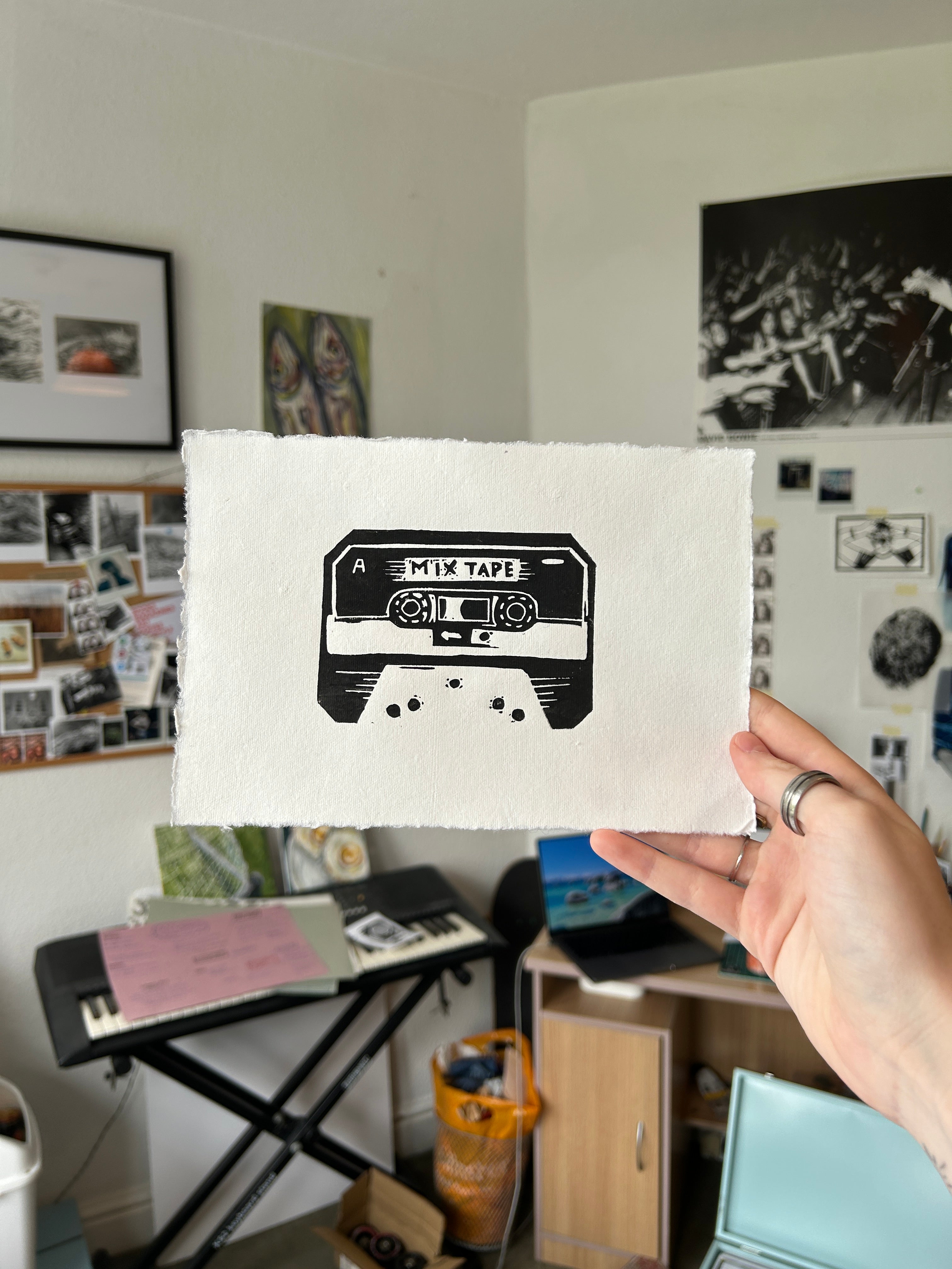 'Mix Tape' - A5 Linocut Print