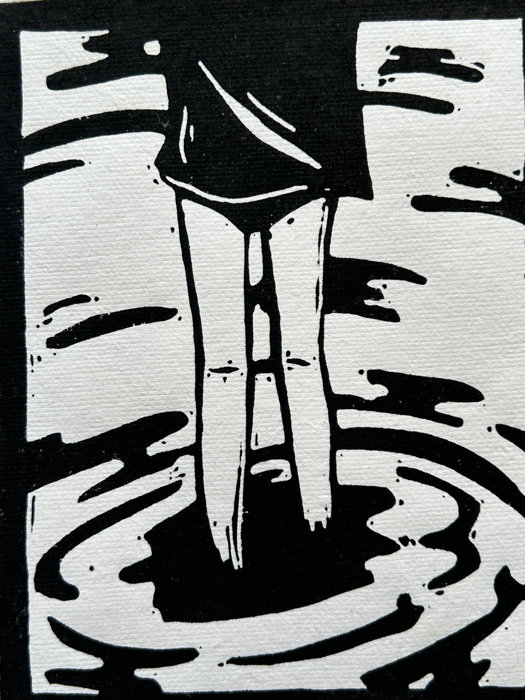 'Girl Stands in Water' A5 Linocut Print