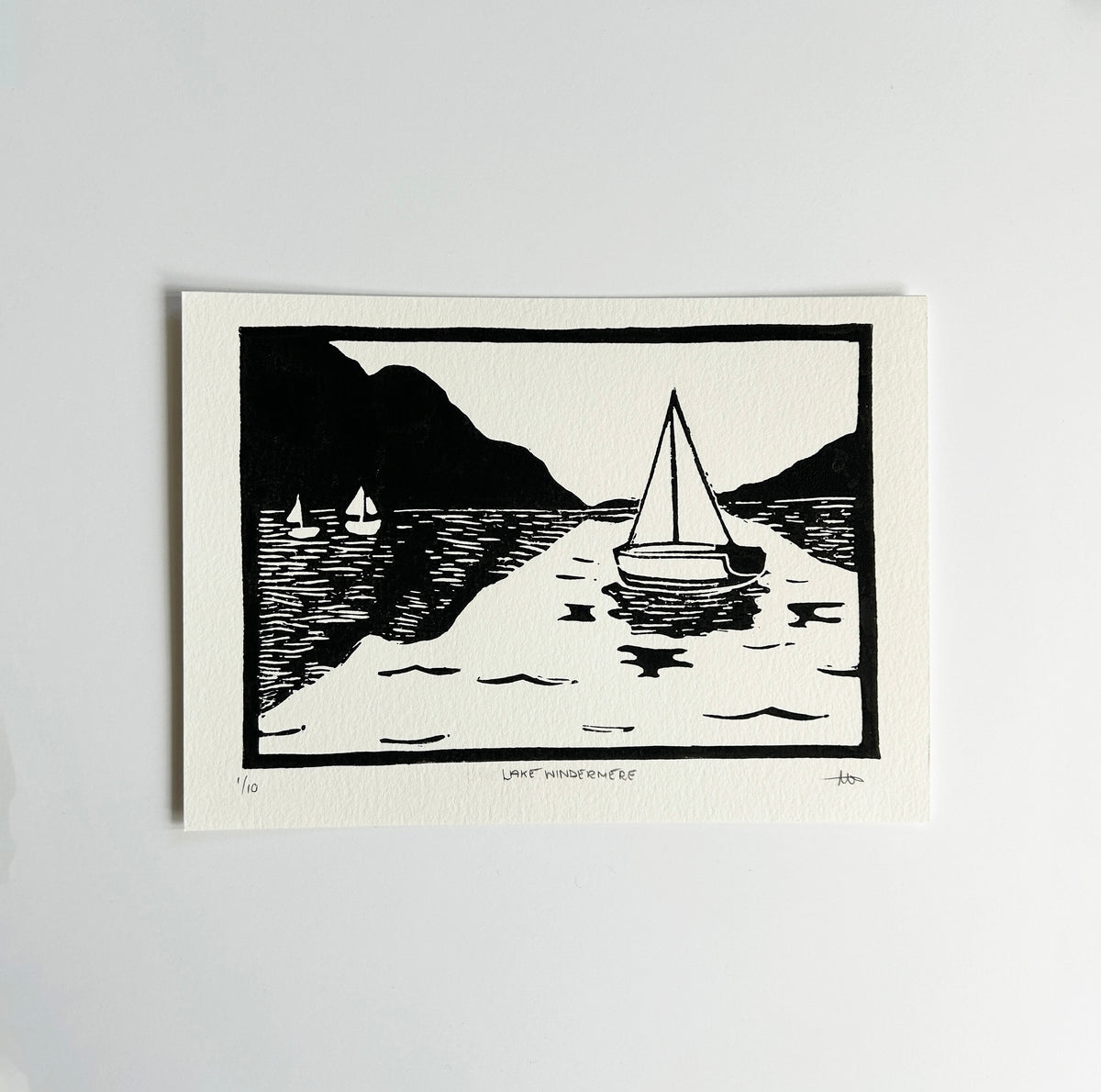 'Lake Windermere' A5 Linocut Print