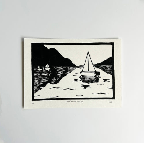 'Lake Windermere' A5 Linocut Print