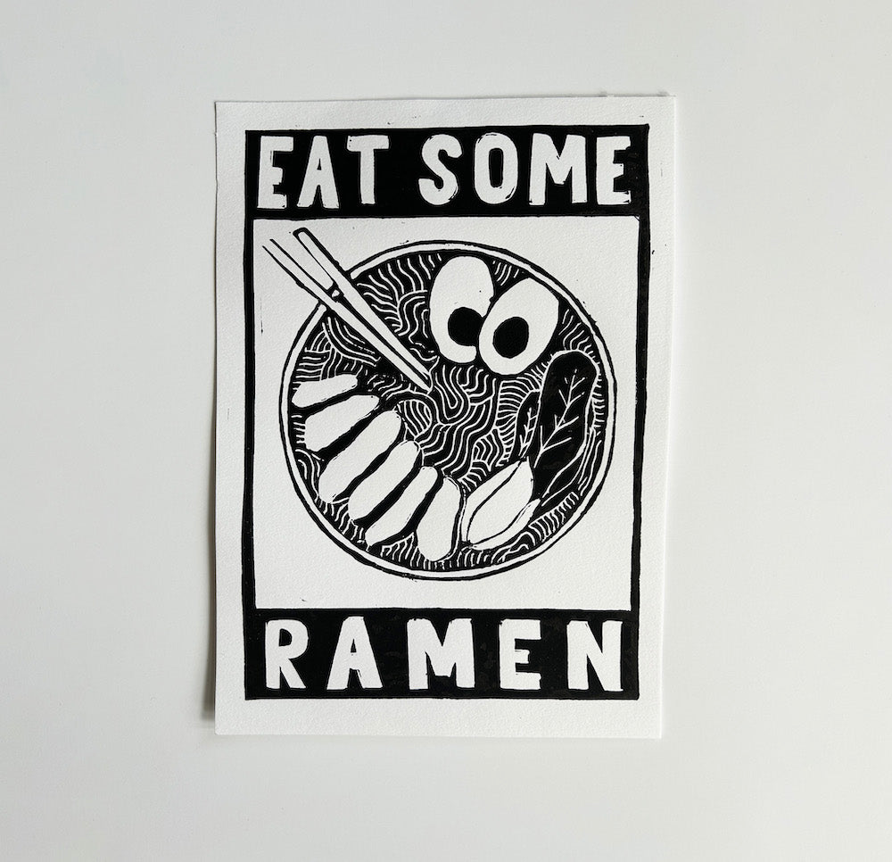 'Eat Some Ramen' A4 Linocut Print