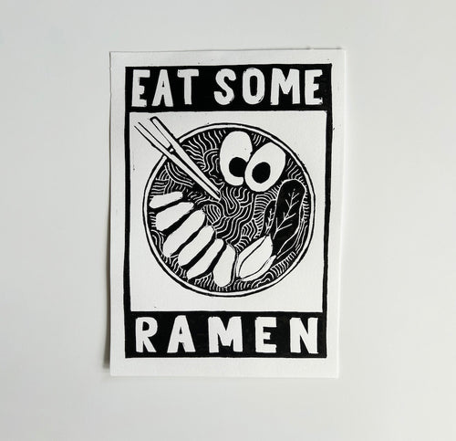 'Eat Some Ramen' A4 Linocut Print