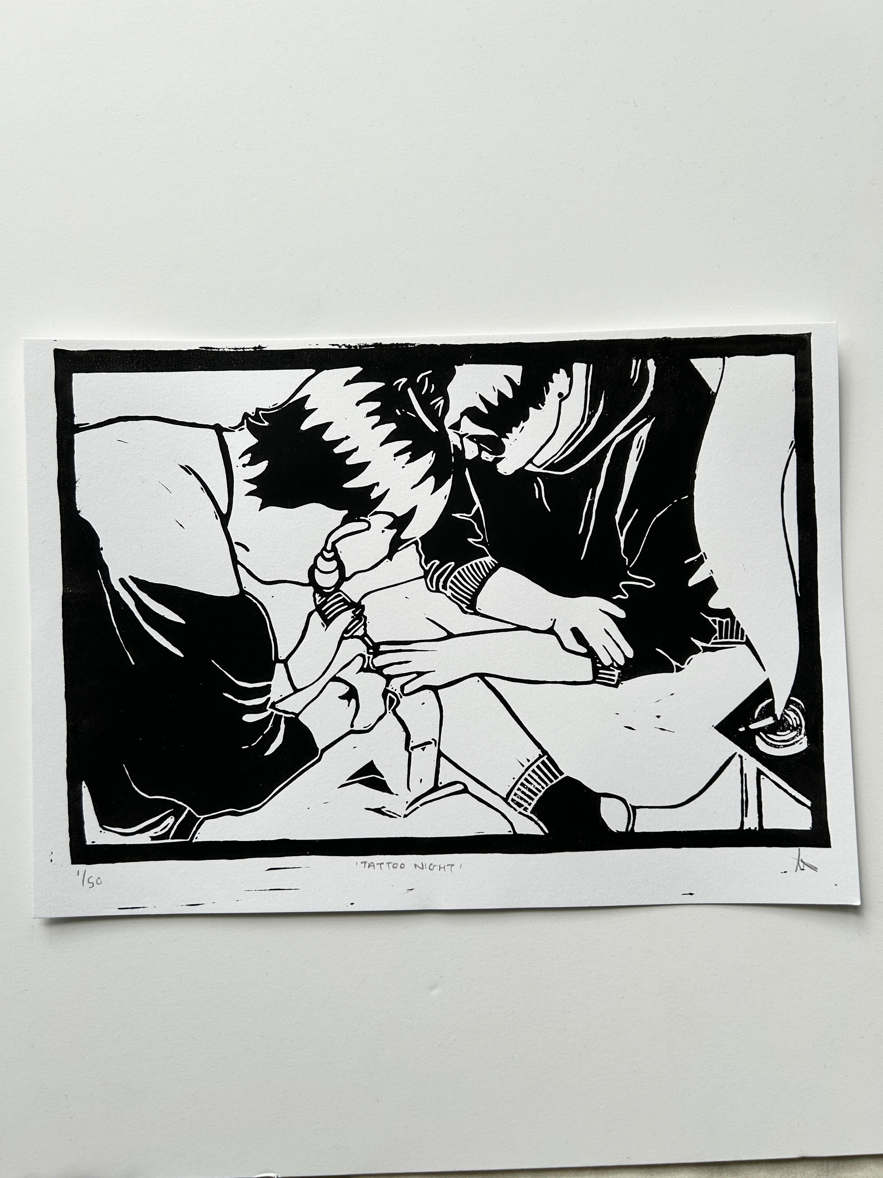'Tattoo Night' A4 Linocut Print