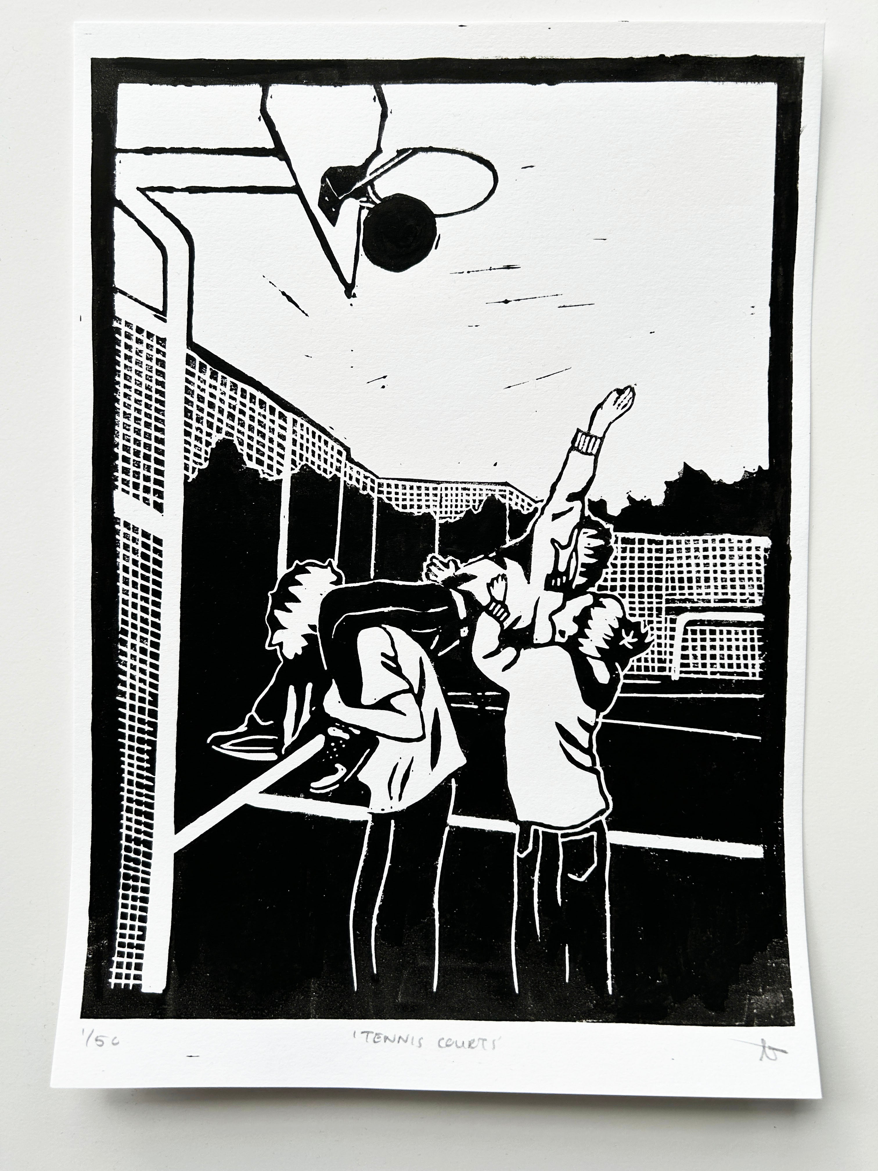'Tennis Court' A4 Linocut Print