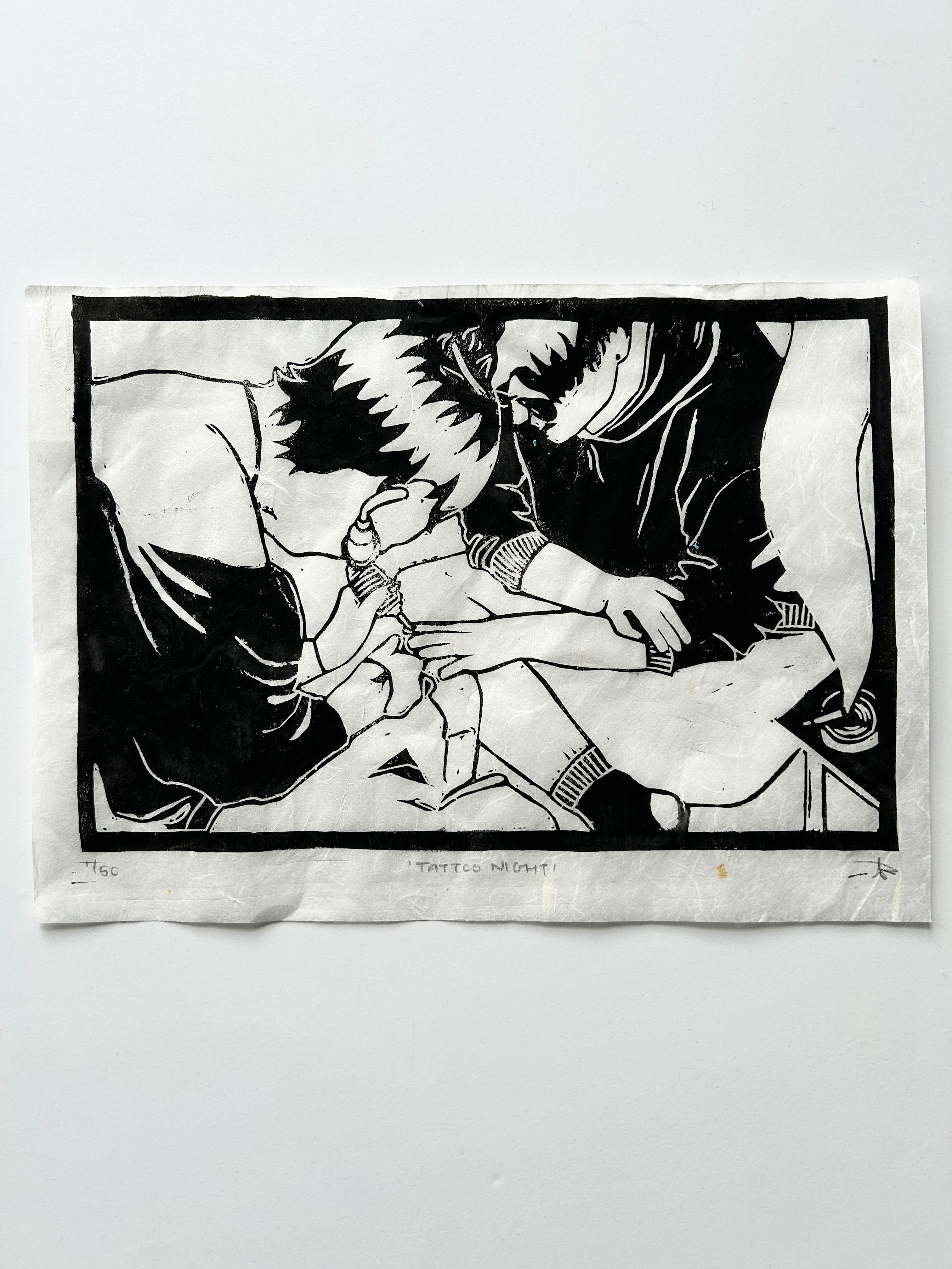 'Tattoo Night' A4 Linocut Print